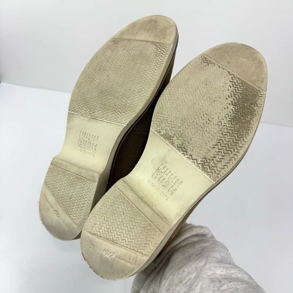 Nunn Bush Barklay Tan Canvas Plain Toe Oxford Shoes Preppy Casual Mens Sz 7M EUC